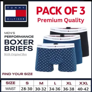 Pack of 3 Men’s T-O-M-M-Y Boxers – Comfortable, Durable, Premium Quality"