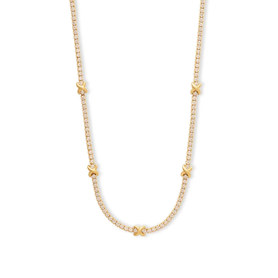 Pave 14K Gold Vermeil Petite Tennis Necklace