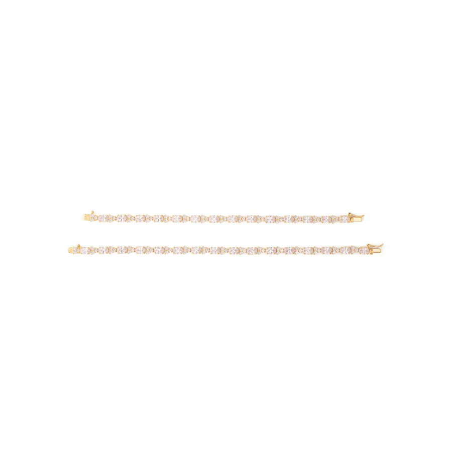 Pave 18K Gold Vermeil Oval Floral Tennis Bracelet