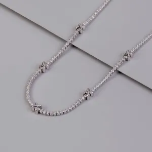 Pave 925 Sterling Silver Petite Tennis Necklace