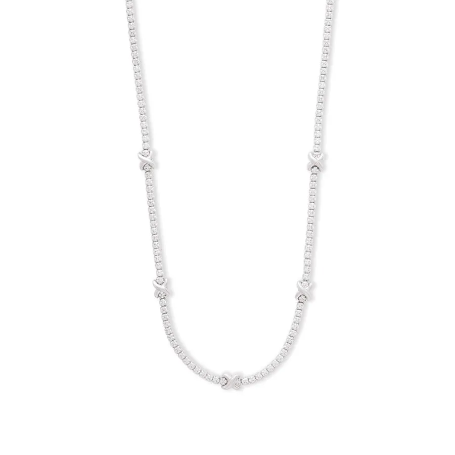 Pave 925 Sterling Silver Petite Tennis Necklace