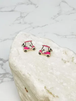 Pink Golf Cart Signature Enamel Studs by Prep Obsessed