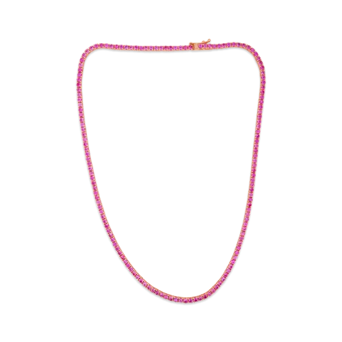 Pink Sapphire Tennis Necklace