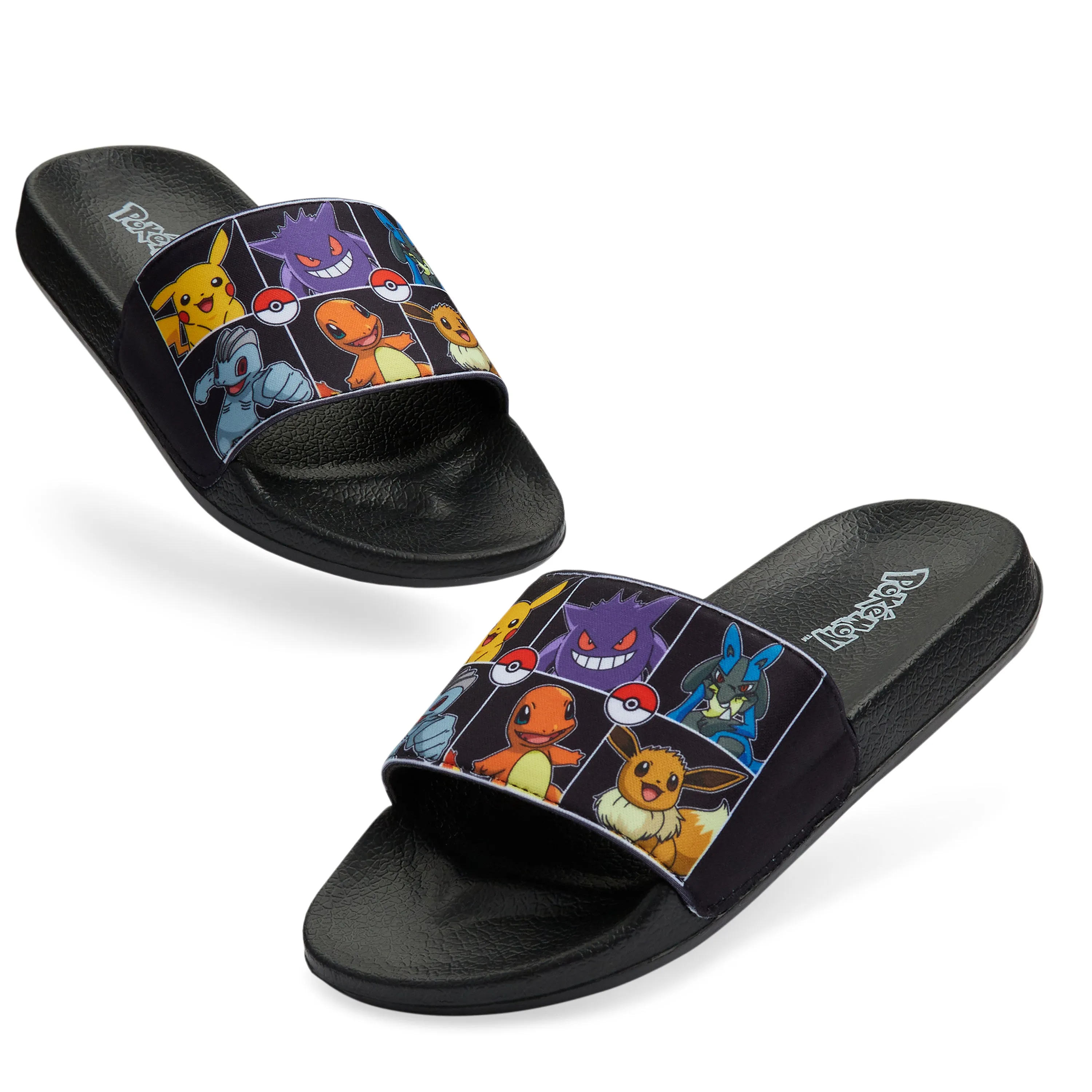 Pokemon Boys Sliders, Beach or Pool Shoes for Kids - Black/Multi