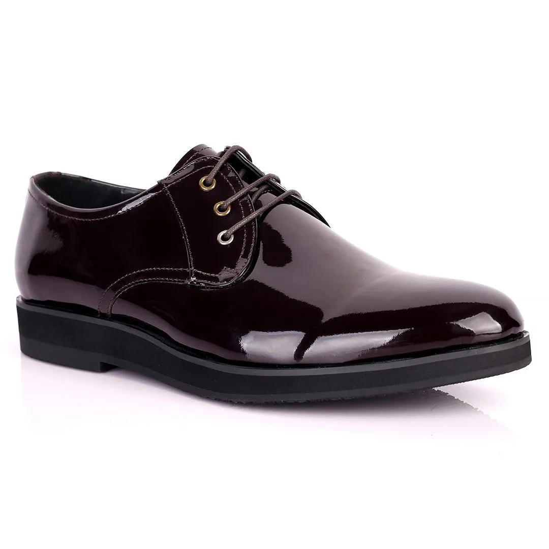 Prad Coffee Glossy Lace Up Men's Shoe