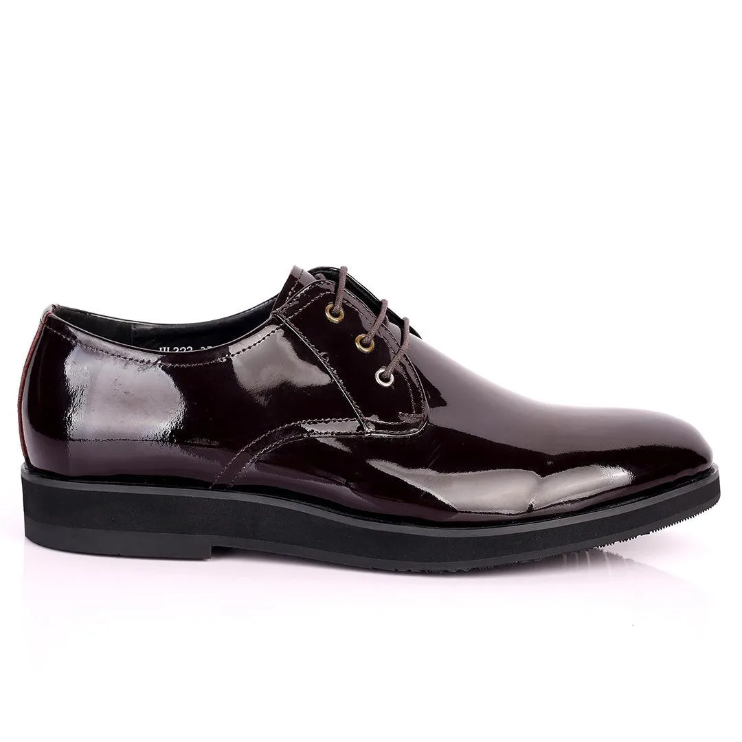 Prad Coffee Glossy Lace Up Men's Shoe