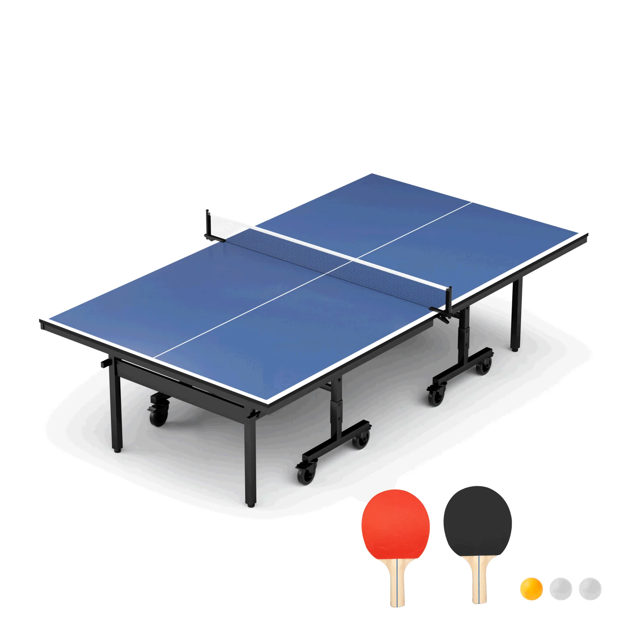 Professional Indoor Table Tennis Table with Net & Bat Set, Easy Assembly