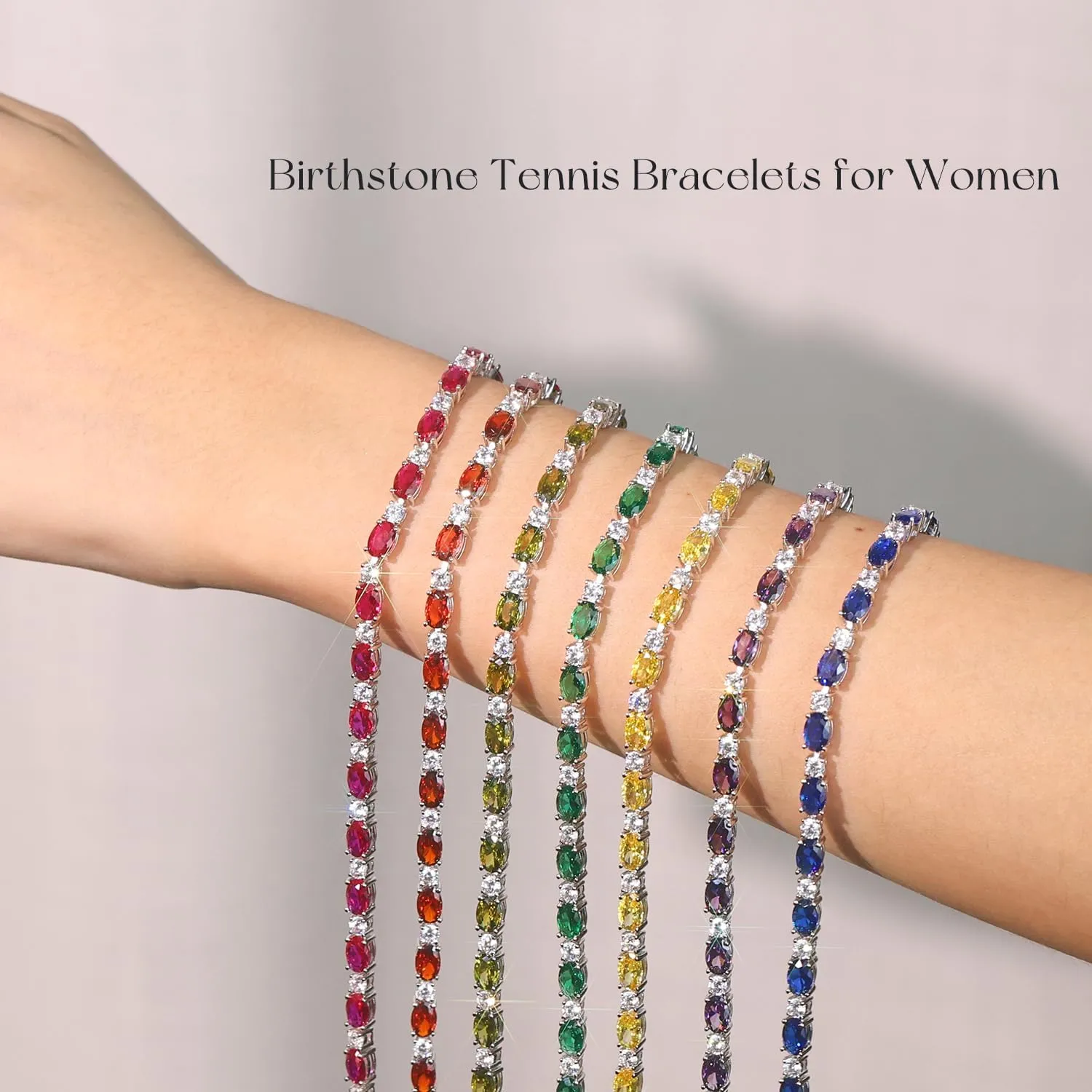 "Glamour Radiance" February Birthstone Fancy Cut Tennis Amethyst Sterling Silver Bracelet