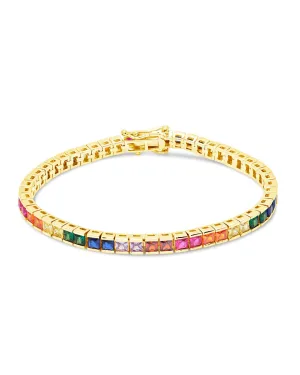 Rainbow Channel Set CZ Tennis Bracelet