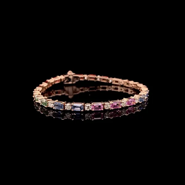 Rainbow Sapphire Diamond Bracelet