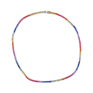 Rainbow Sapphire Necklace in White Gold