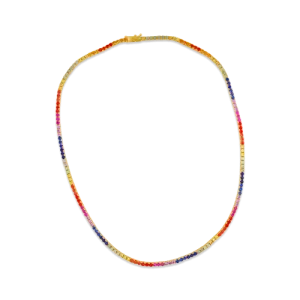 Rainbow Sapphire Necklace in Yellow Gold