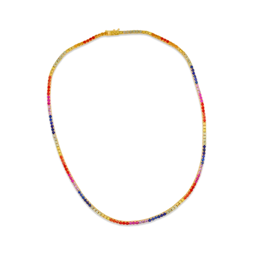 Rainbow Sapphire Necklace in Yellow Gold