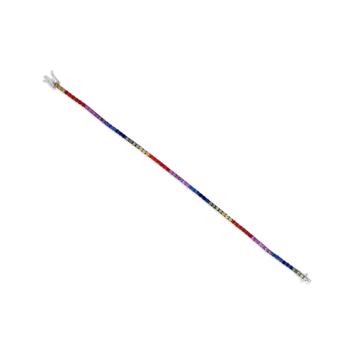 Rainbow Sapphire Tennis Bracelet in White Gold