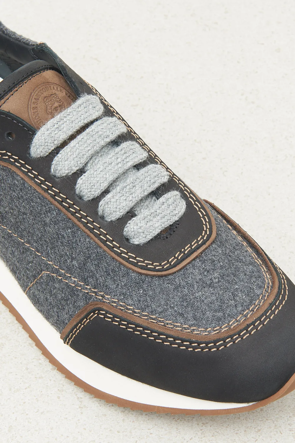 Real leather, felt and wool sneakers