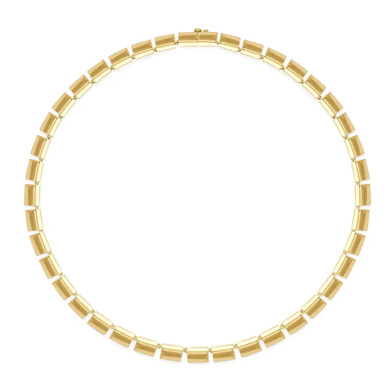 Rectangular Dome Link Tennis Necklace