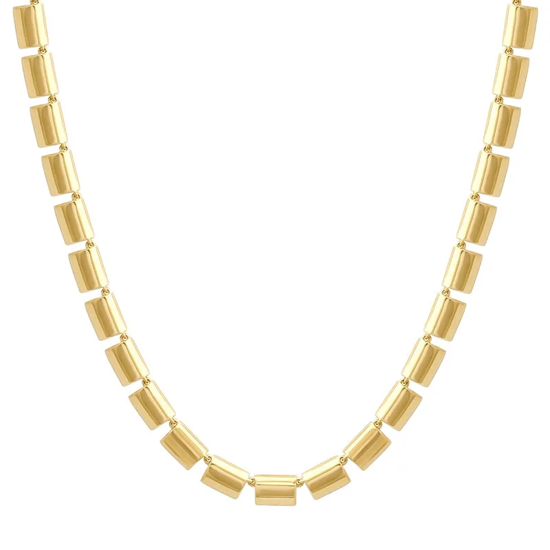 Rectangular Dome Link Tennis Necklace