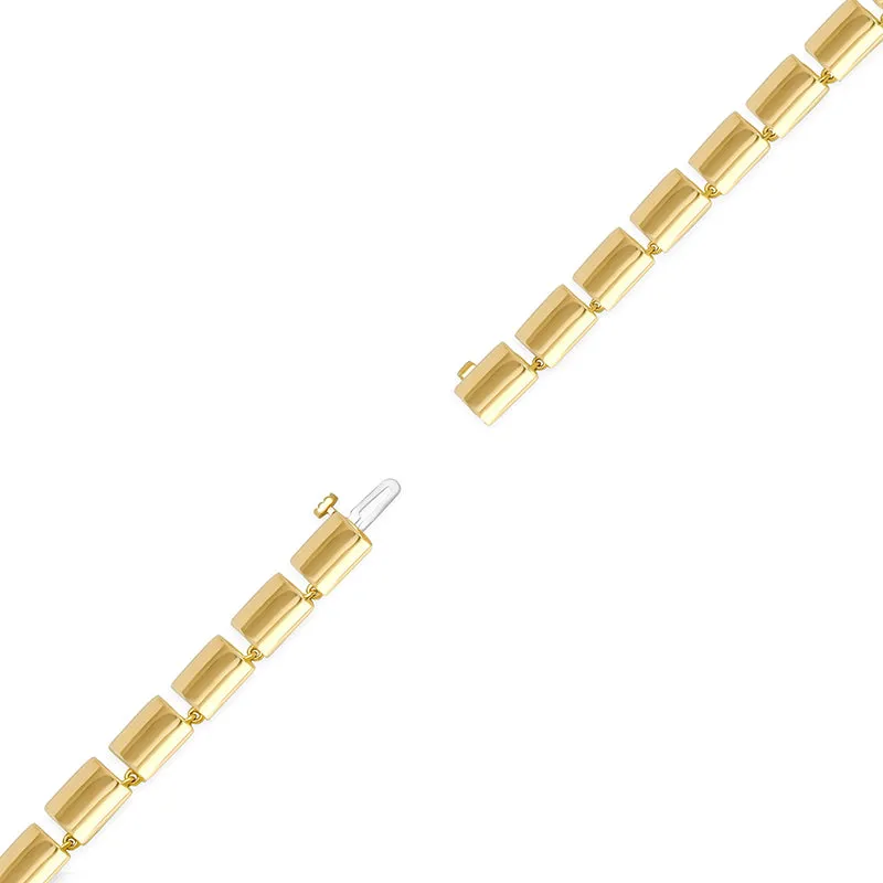 Rectangular Dome Link Tennis Necklace