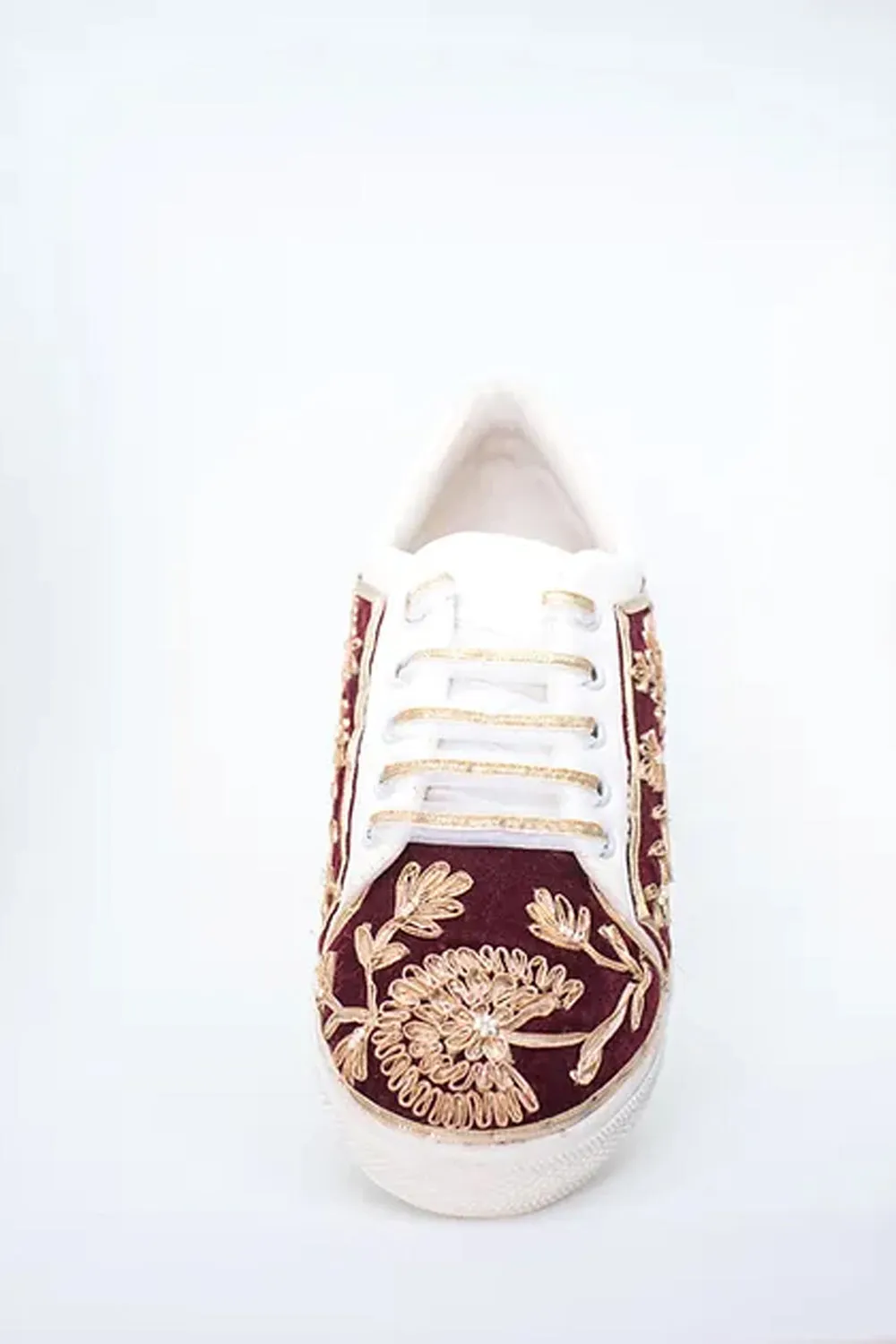 Red Velvet With Gota Embroidery Sneakers