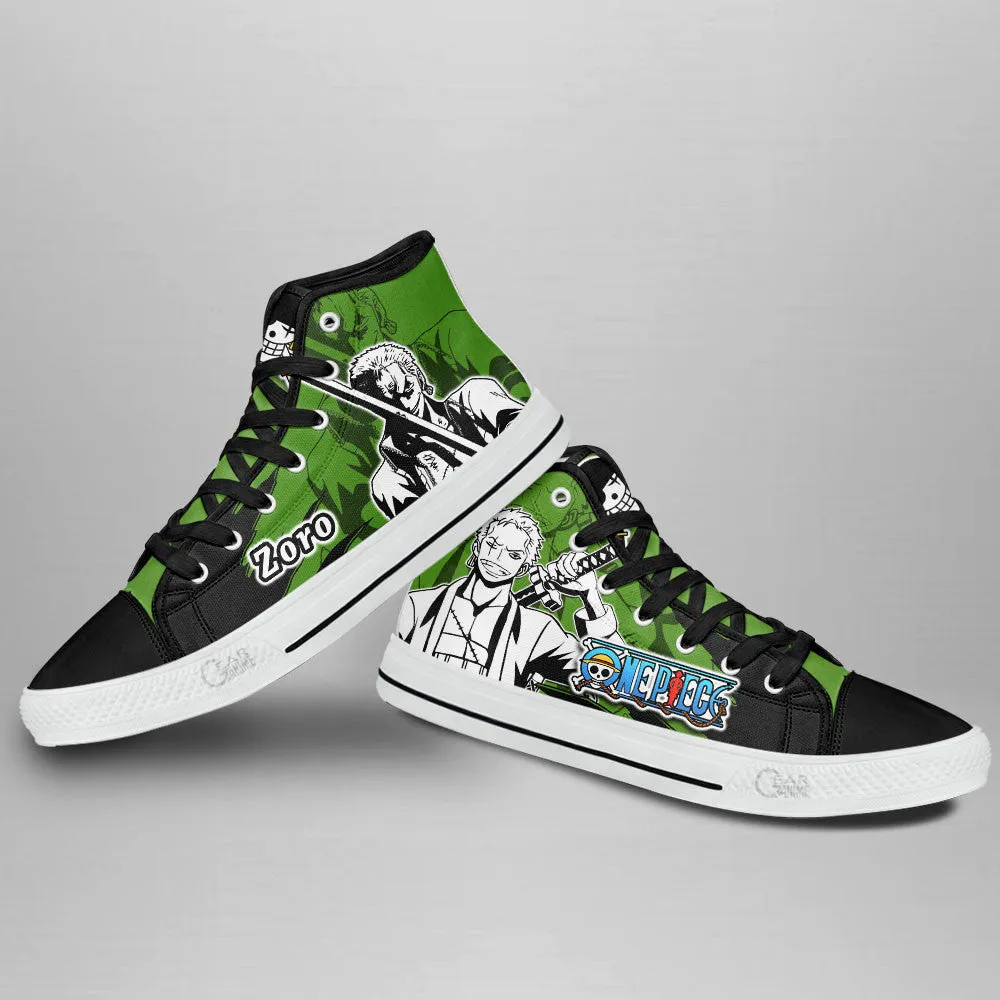 Roronoa Zoro High Top Shoes OP Custom Anime Sneakers Mix Manga