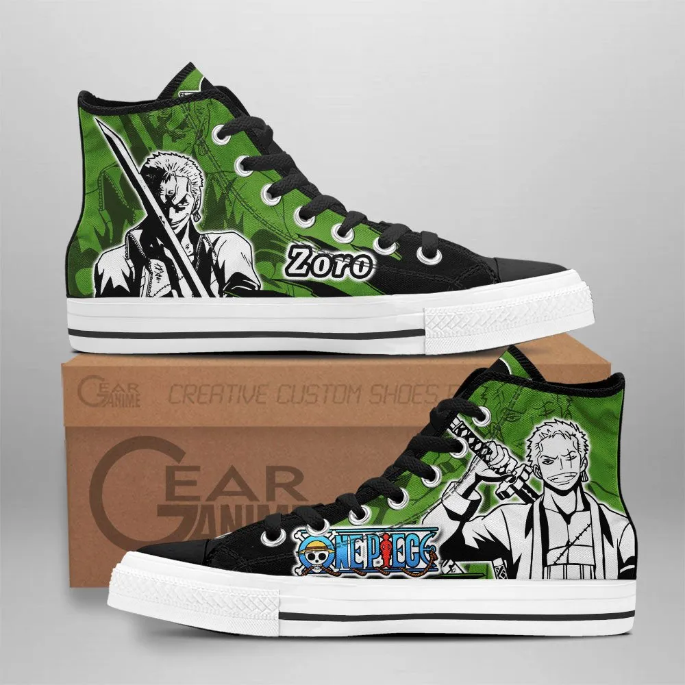 Roronoa Zoro High Top Shoes OP Custom Anime Sneakers Mix Manga