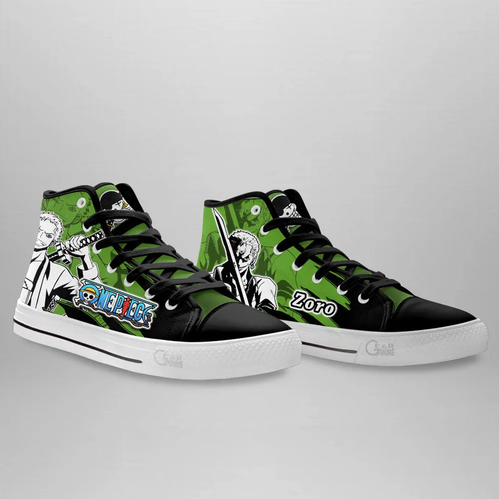 Roronoa Zoro High Top Shoes OP Custom Anime Sneakers Mix Manga