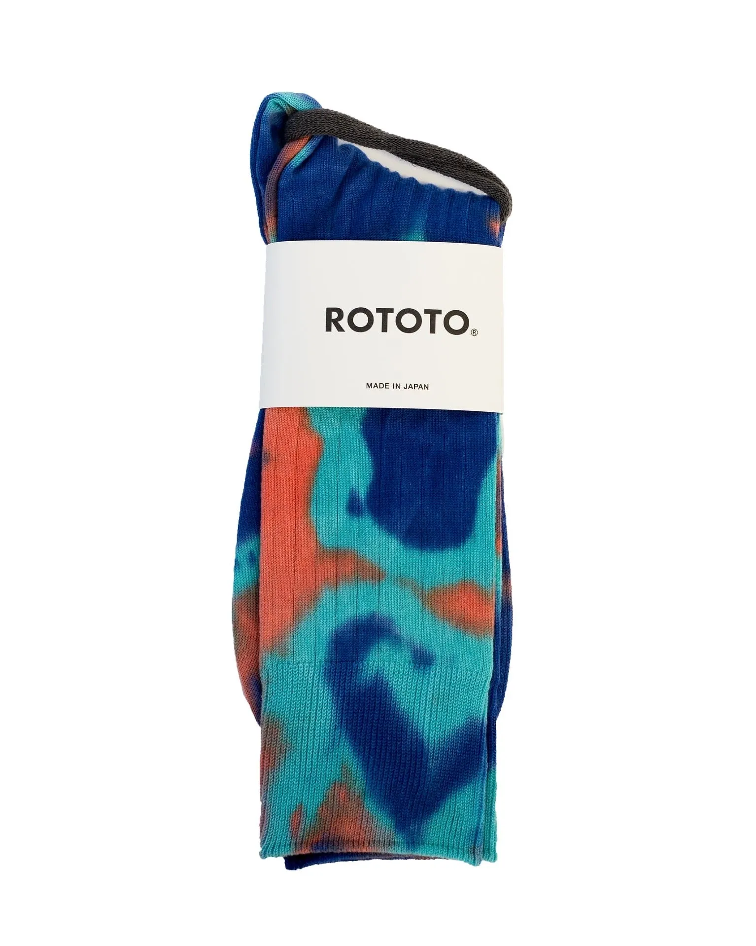 ROTOTO Tie Dye Formal Crew Socks Blu/Ora/Tur