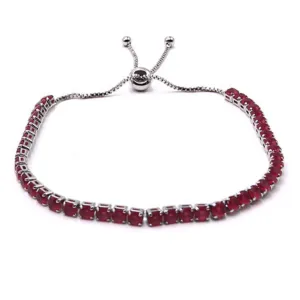 Ruby Red CZ Tennis Bracelet In Silver