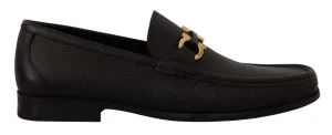 Salvatore Ferragamo Black Calf Leather Moccasins Loafers Shoes