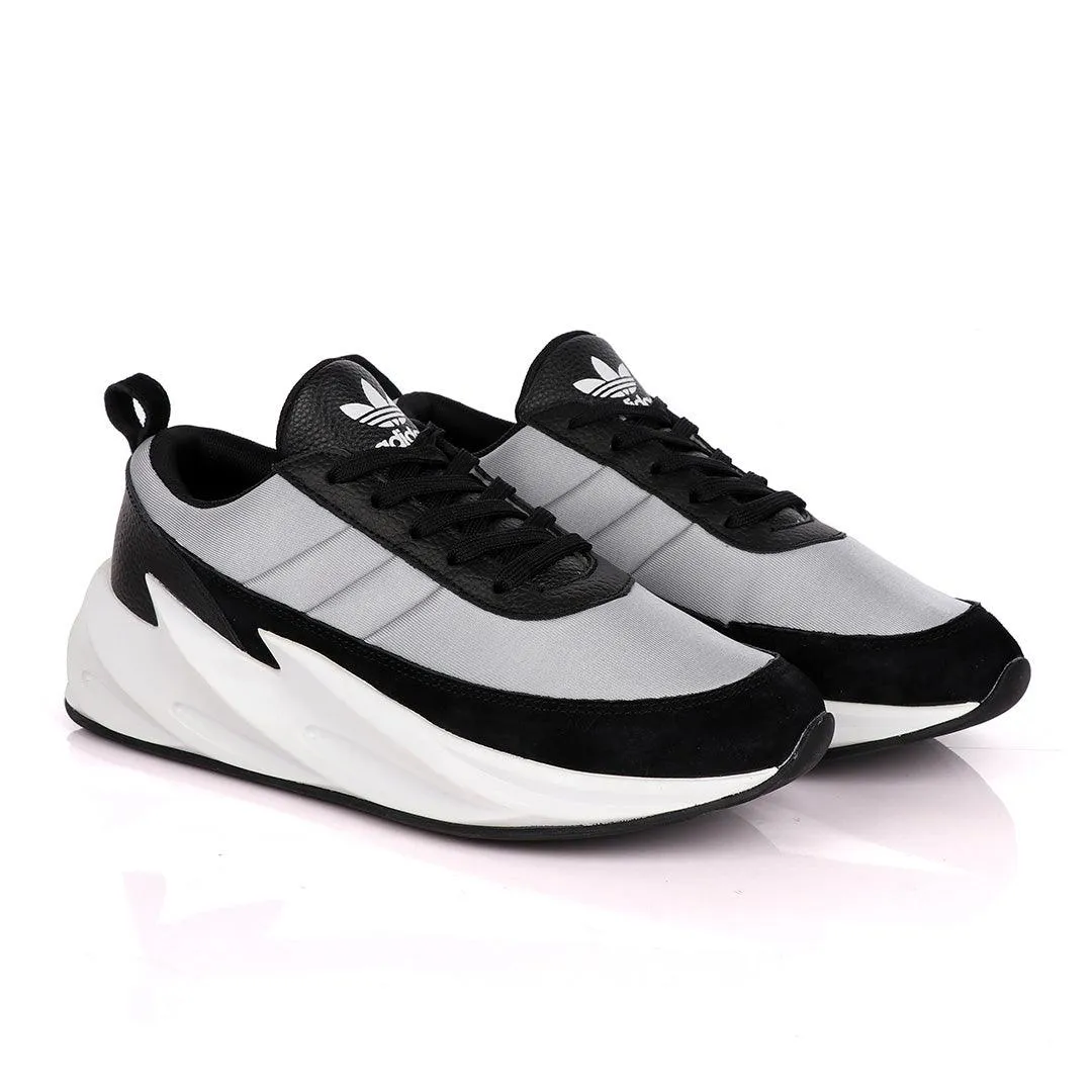 Sharks Styled Men's Fashion Black Grey Sneakers