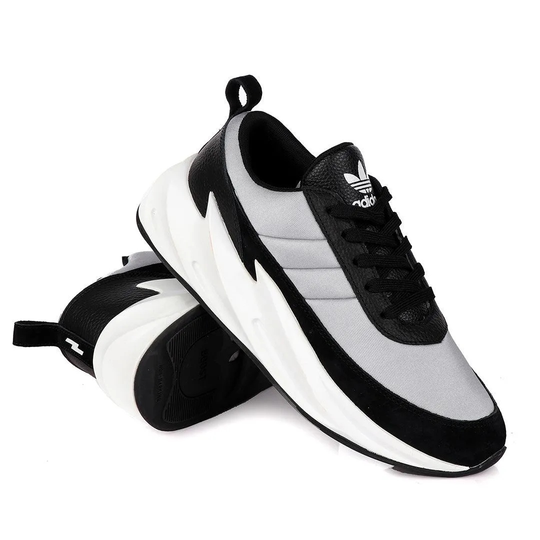 Sharks Styled Men's Fashion Black Grey Sneakers