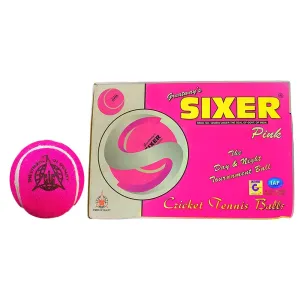 SIXER Pink Heavy Weight Rubber Cricket Tennis Balls Pack of 12