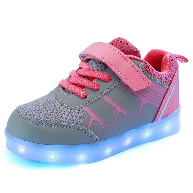 Size 25-37 // USB charging led children shoes kids with light up luminous glowing shoes for boys&girls sneakers