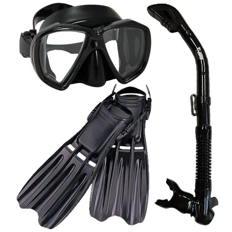 Snorkeling Scuba Dive Mask Dry Snorkel Fins Gear Set - SCS0037