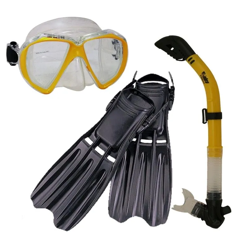 Snorkeling Scuba Dive Mask Dry Snorkel Fins Gear Set - SCS0037