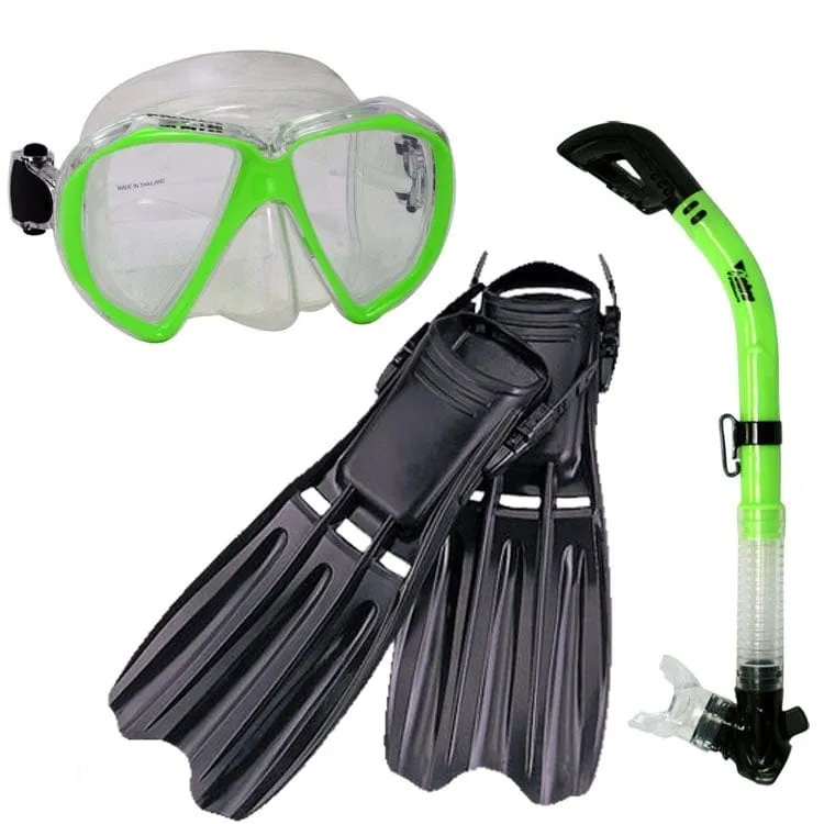 Snorkeling Scuba Dive Mask Dry Snorkel Fins Gear Set - SCS0037