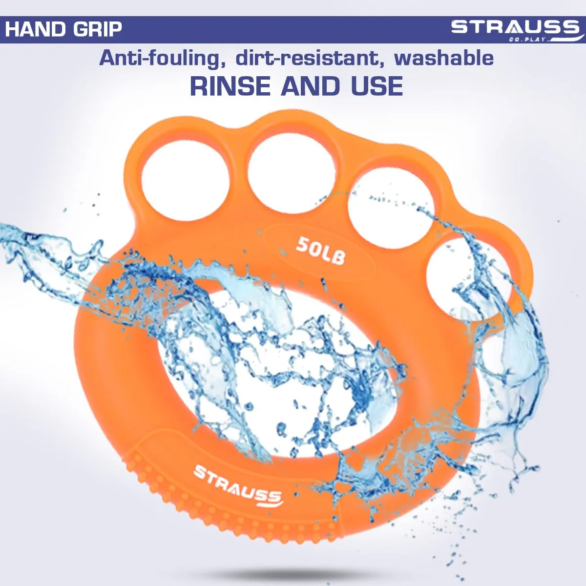 Strauss Adjustable Finger and Hand Exerciser | Finger&Palm Gripper | Hand Strengthener for Carpal Tunnel Relief and Grip Strength for Men & Women, (Orange)