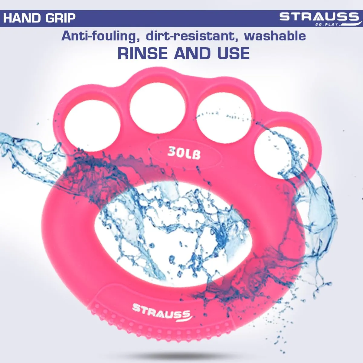 Strauss Adjustable Finger and Hand Exerciser | Finger&Palm Gripper | Hand Strengthener for Carpal Tunnel Relief and Grip Strength for Men & Women, (Pink)