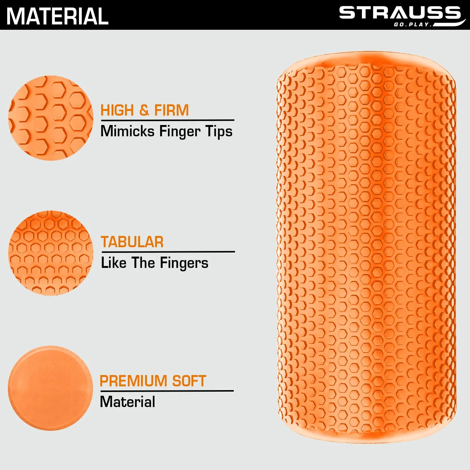 Strauss Yoga Foam Roller | Deep Tissue Massage Roller for Knee Exercise, Muscles Recovery & Physiotherapy | Home Gym Fitness Equipment for Full Body Relaxation and Flexibility | 45cm,(Purple)