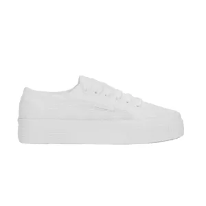 Superga scarpa sneakers in tela 2740 Flower Sangallo S2148KW A0A bianco