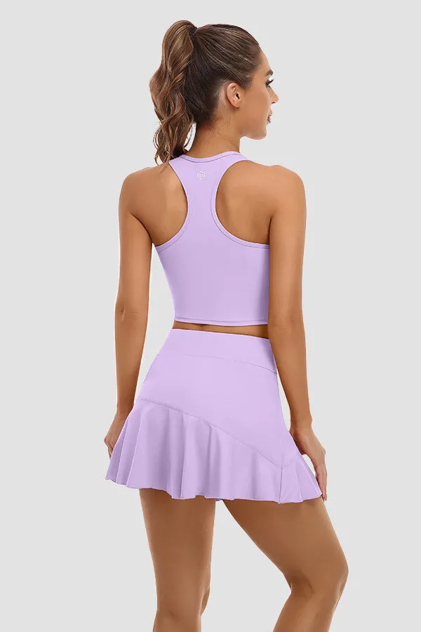 Taro Purple 2 Piece Tennis Dresses for Women with Shorts and Pockets Golf Workout Outfits Skirts Sets