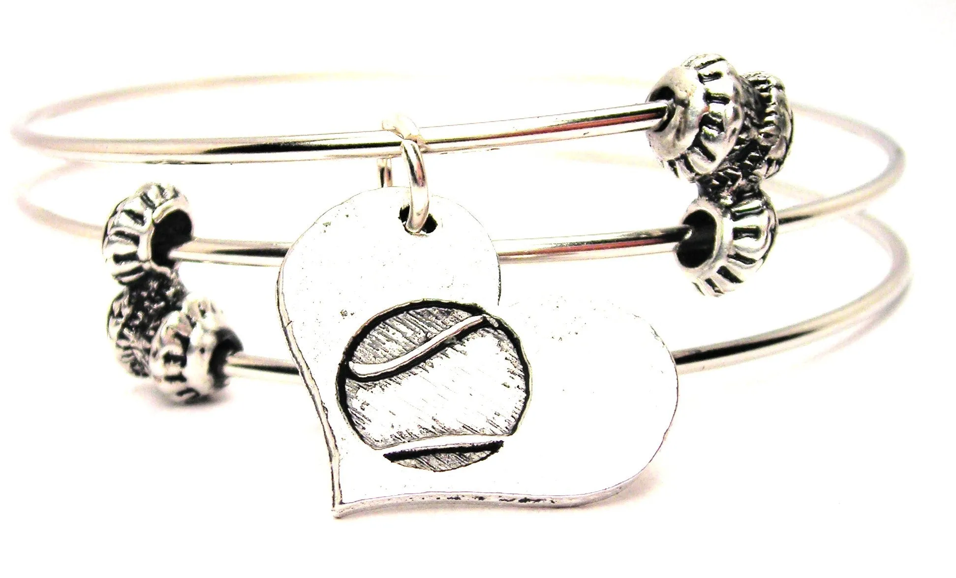 Tennis In Your Heart Triple Style Expandable Bangle Bracelet