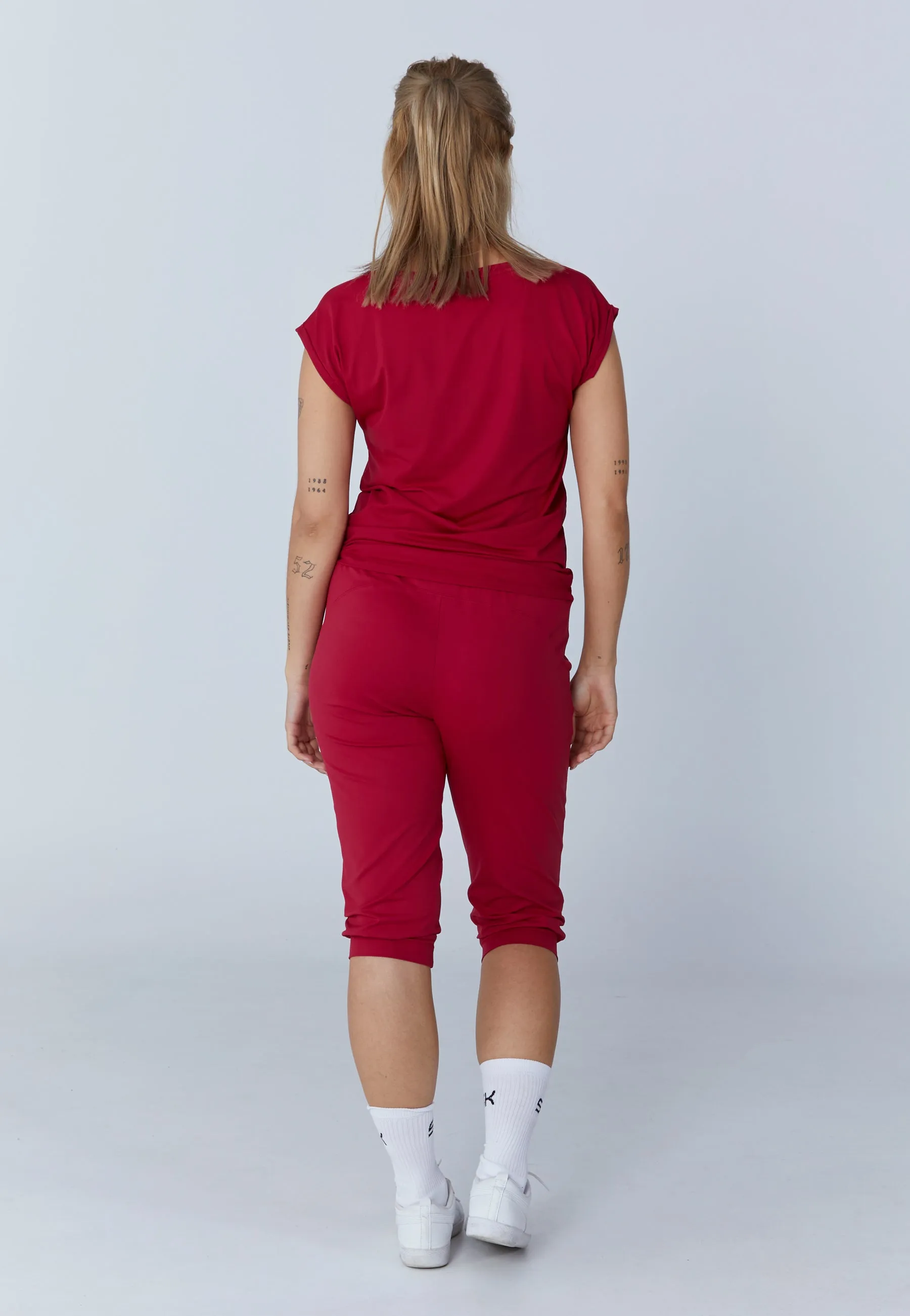 Tennis Loose Fit Shirt V-Neck, bordeaux red