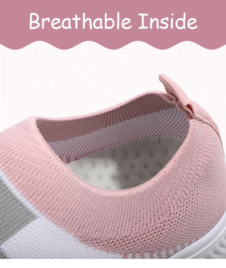 Tennis Shoes for Women Shoes Knitted Sneakers Women Flat Shoes Mix Color Vulcanize Shoes Casual