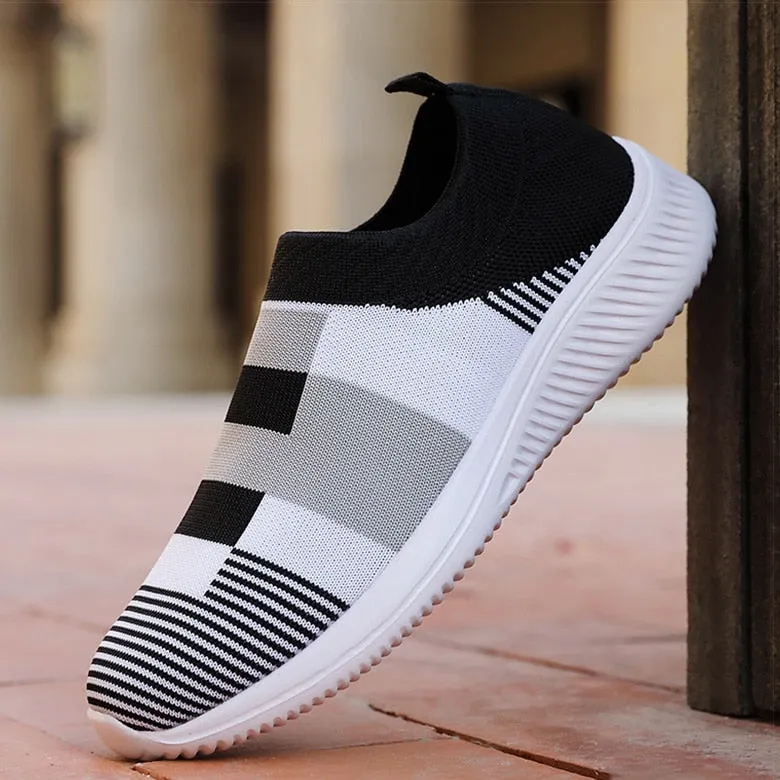 Tennis Shoes for Women Shoes Knitted Sneakers Women Flat Shoes Mix Color Vulcanize Shoes Casual