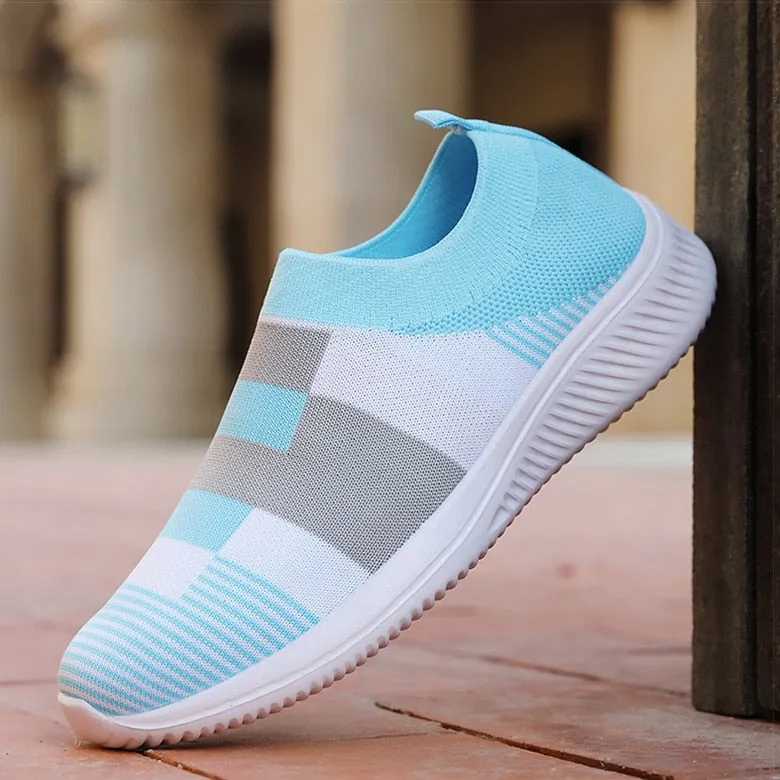 Tennis Shoes for Women Shoes Knitted Sneakers Women Flat Shoes Mix Color Vulcanize Shoes Casual