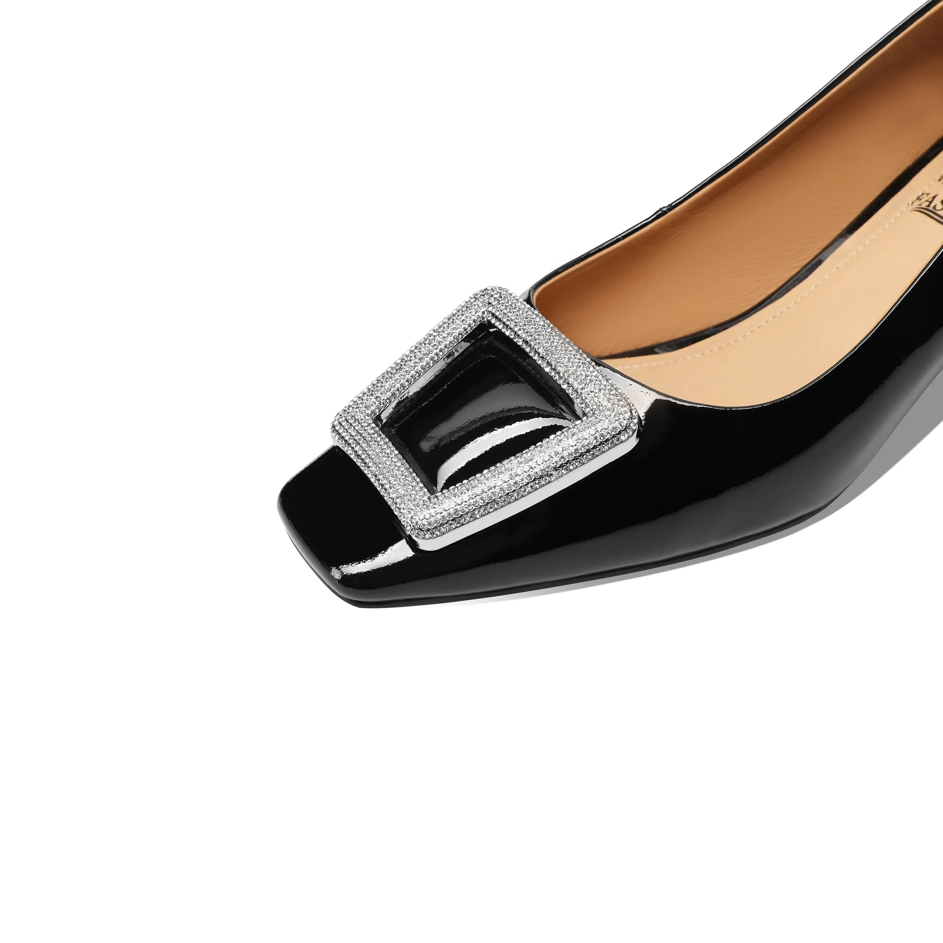 TinaCus Handmade Patent Leather Women's Buckle Square Toe Pumps