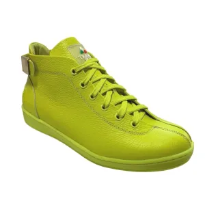 Travel Fox Men's Neon Green Nappa Leather Mid Top Sneakers 915601-39