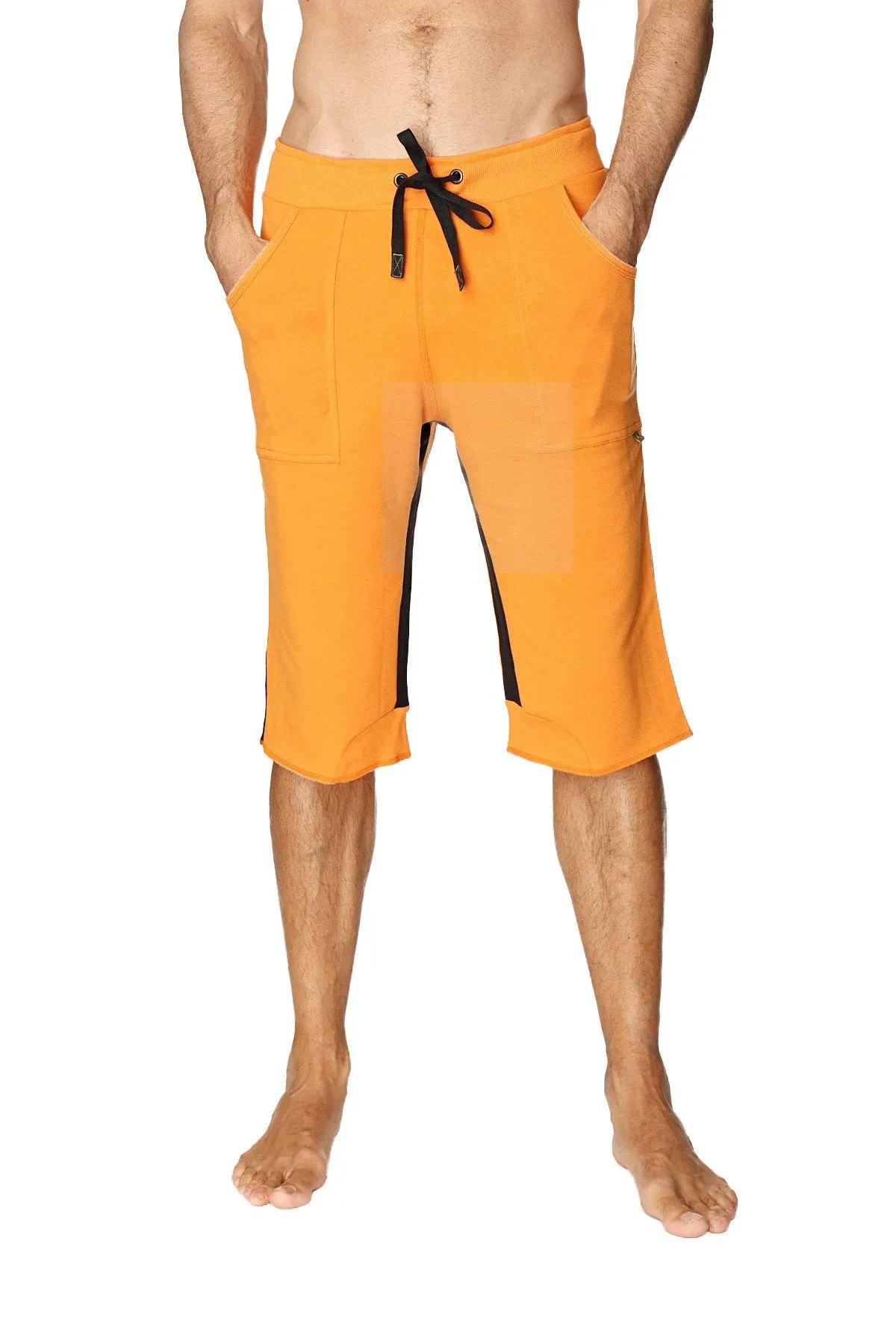 Tri-color Ultra-flex Yoga Short (Orange w/Black & Black)