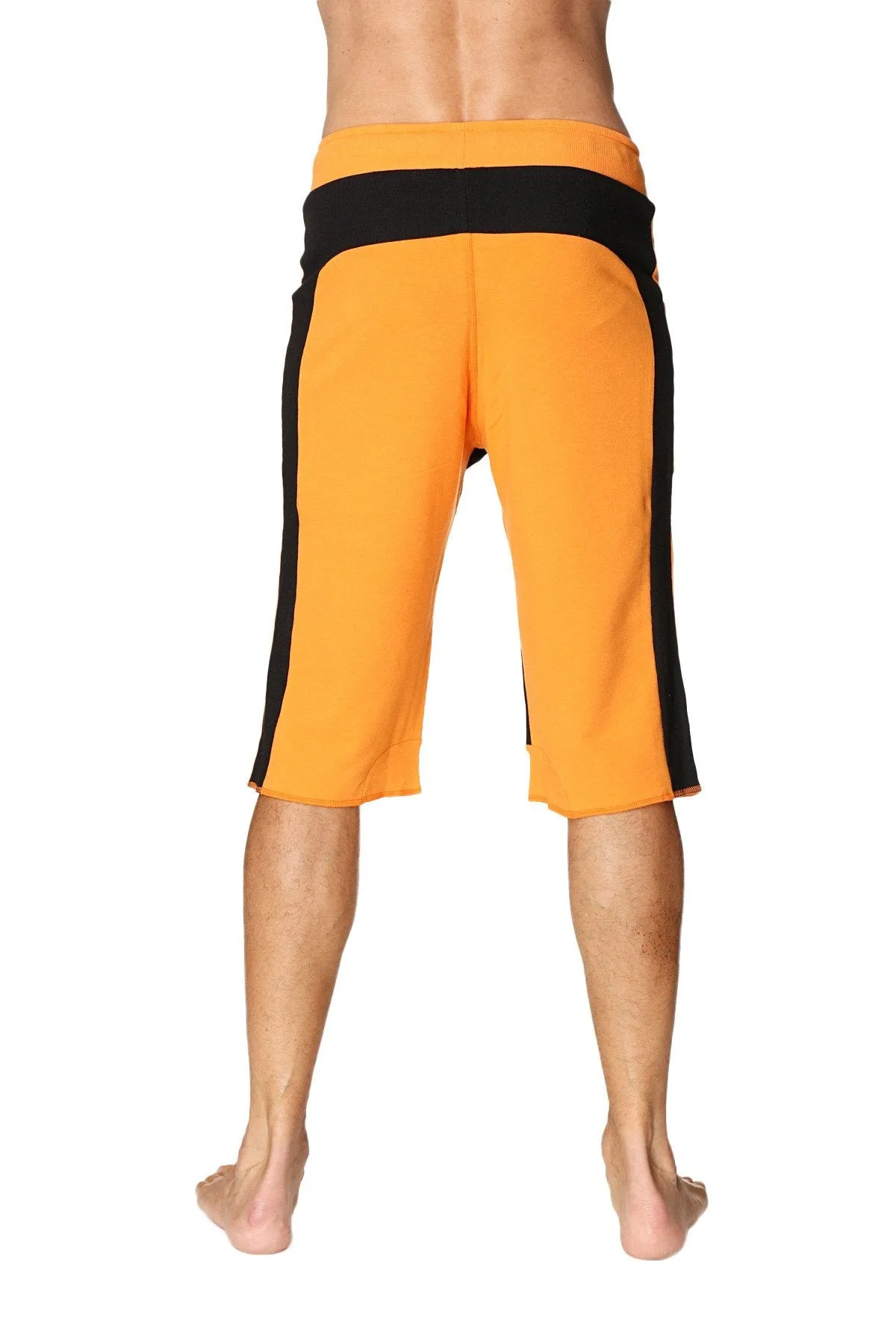 Tri-color Ultra-flex Yoga Short (Orange w/Black & Black)